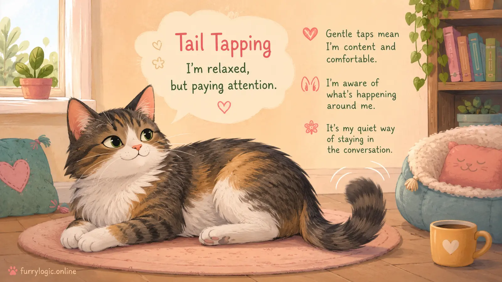 Cat showing subtle tail tapping while resting